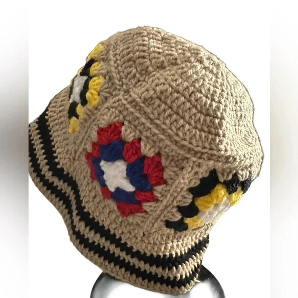 New Hand Crochet Unisex Granny Squares Bucket Hat